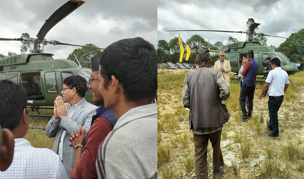 १३ लाख राहत दिन हेलिकप्टरको प्रयोगः मुख्यमन्त्री सहितको टोली अछाम पुगेर फर्कियो